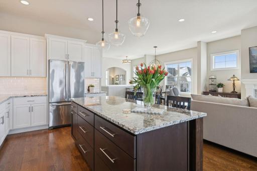 Kitchen area flows to the living space which allows for the open concept feel.