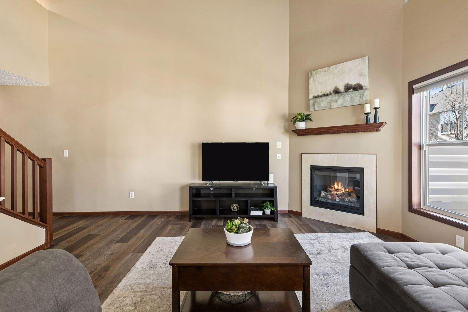 Cozy living room featuring a gas fireplace