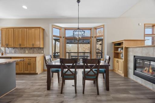 The dining room offers plenty of space for large gatherings!