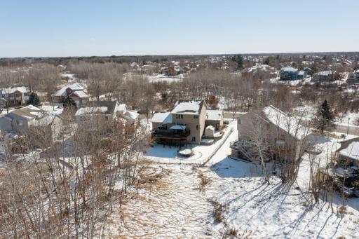 Aerial photo during winter of the back of the property!