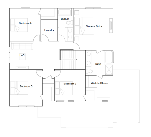 Lewis upper level floorplan.