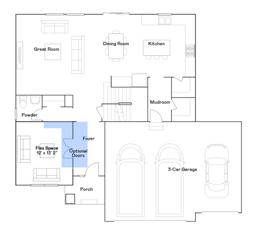 Lewis main level floorplan.