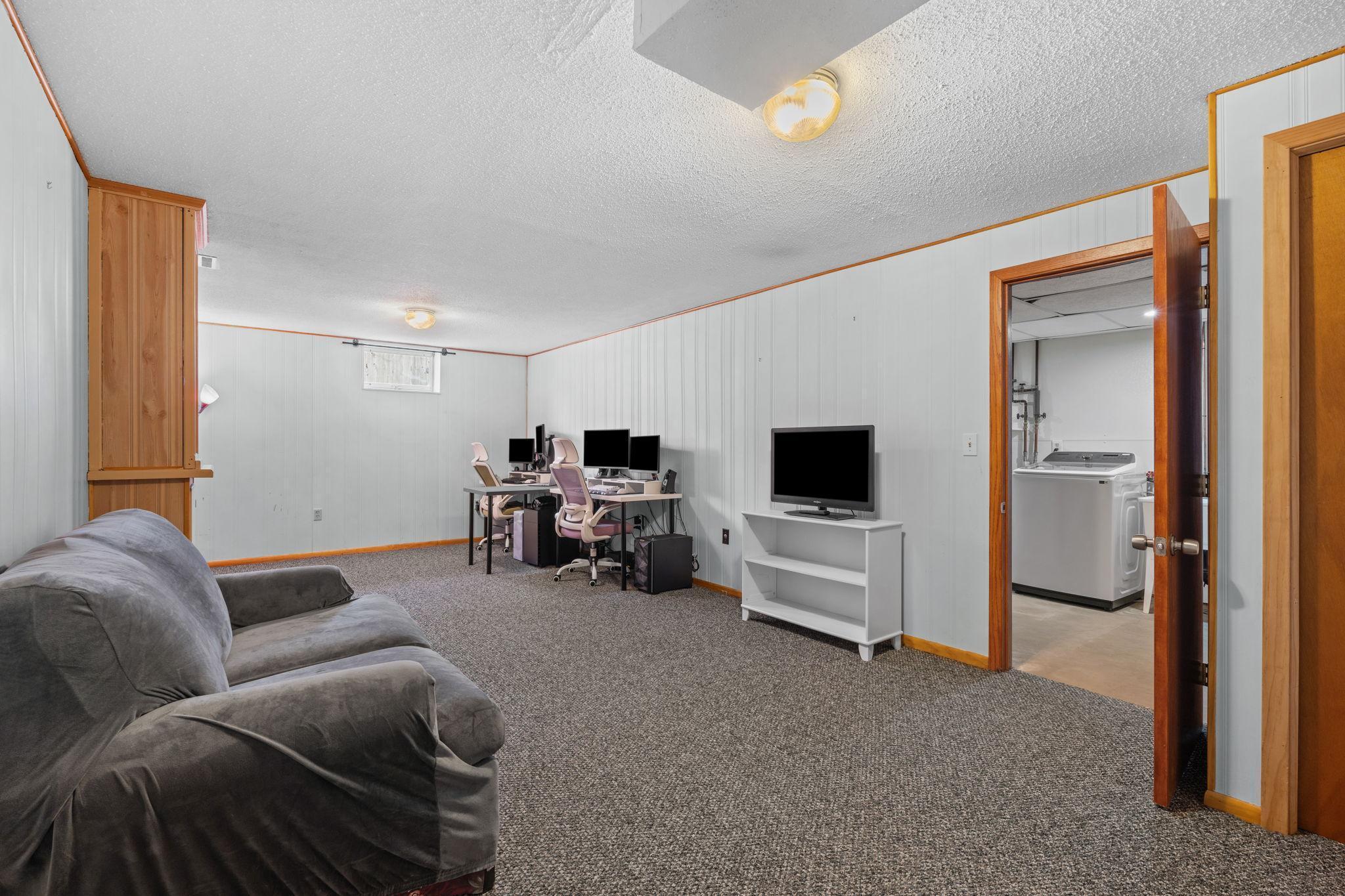 Large lower level family room