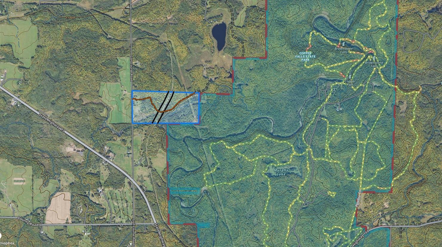Area Map-Note the Bad River flows just a few hundred yards off the South East corner