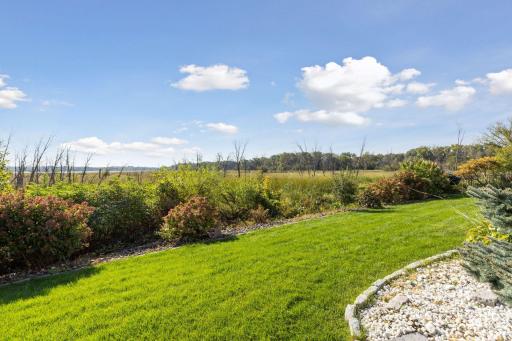 Sprinkler system helps maintain a lush lawn and landscape.