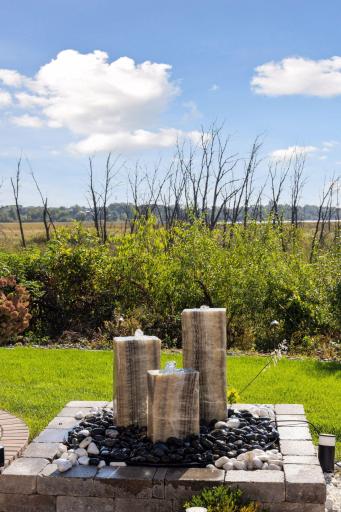 Built-in bubbling backyard fountain