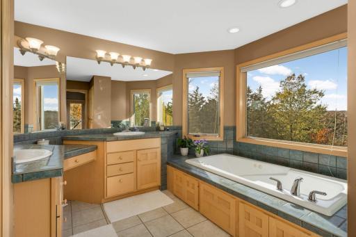 Primary bathroom overlooks the St Croix River