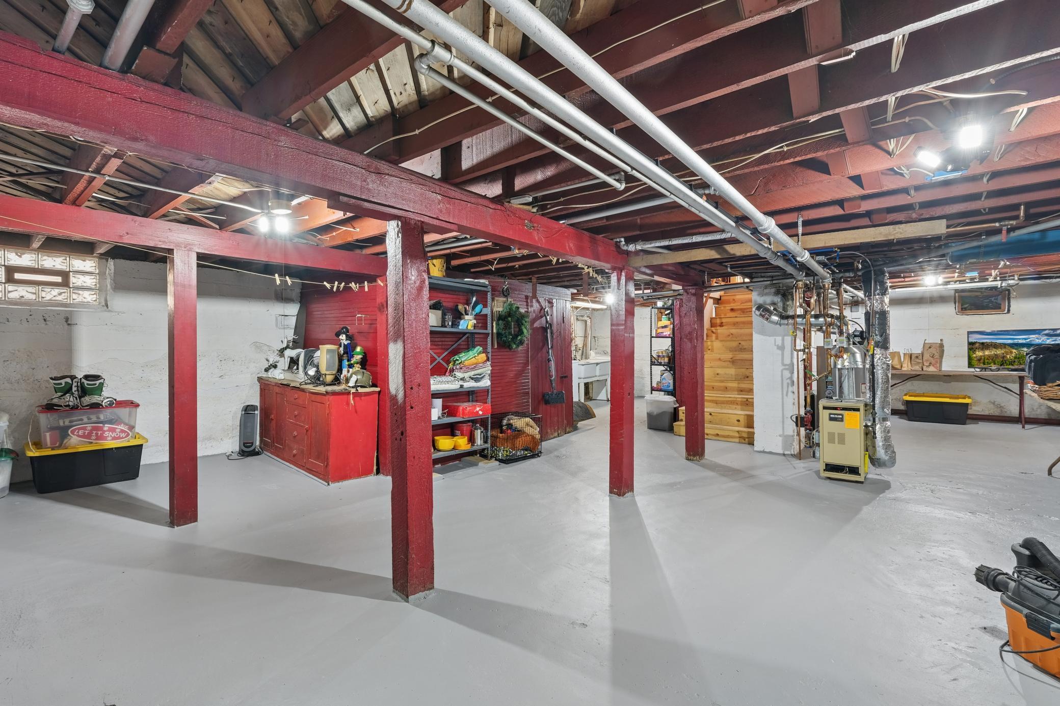 Spacious and clean and unfinished lower level. Floor recently painted.