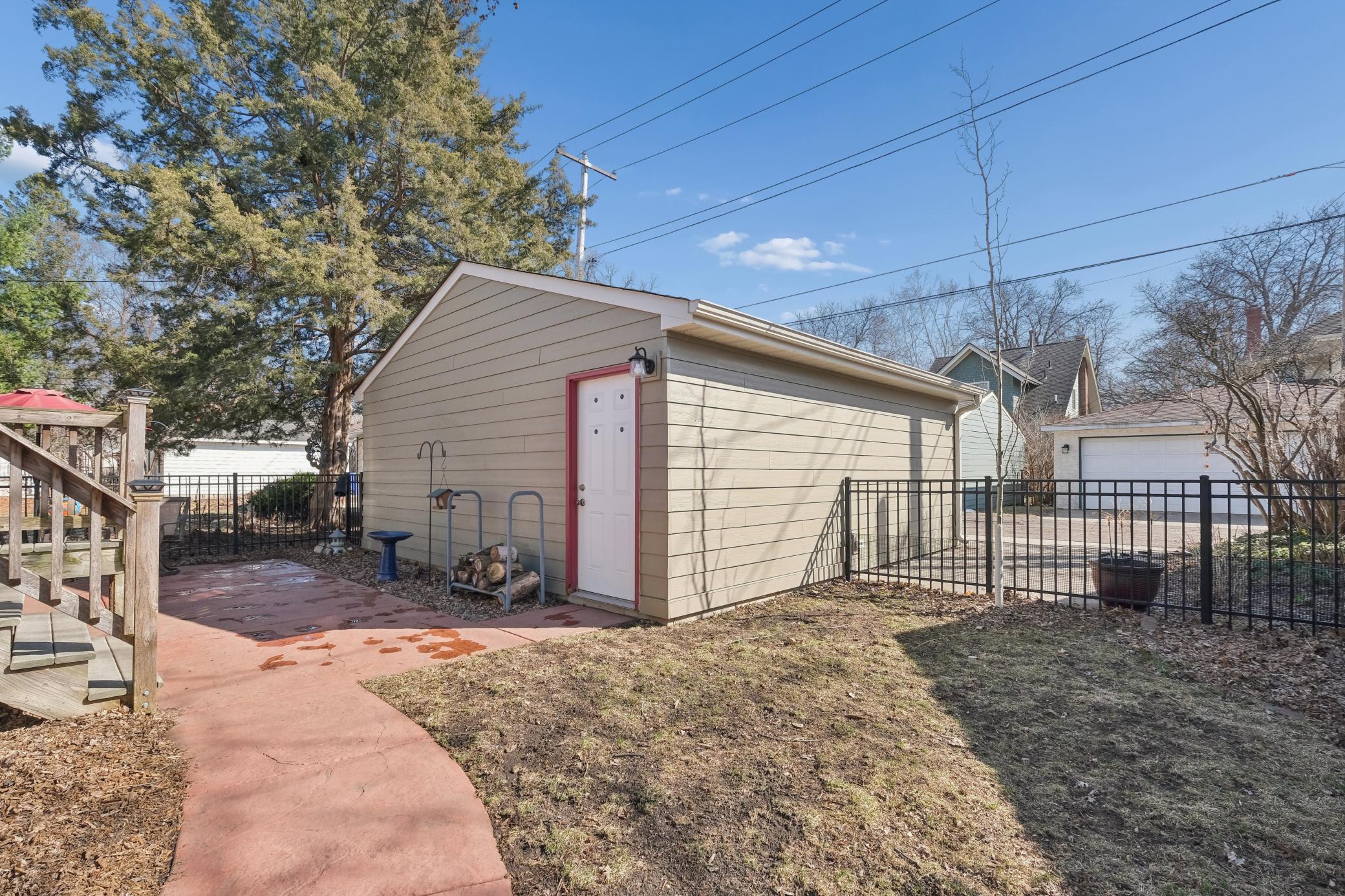 Larger two car garage and fenced in yard.