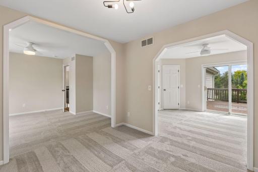 The fourth bedroom offers flexible space for a bedroom set, sitting area, home office, or a combination of uses.