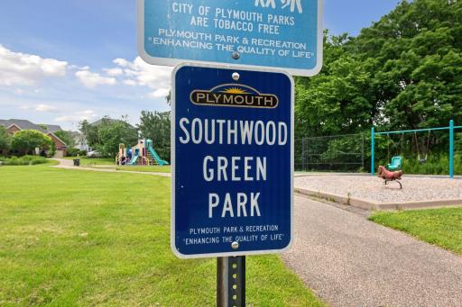 Nearby Southwood Green Park, with playground and a half court basketball court.