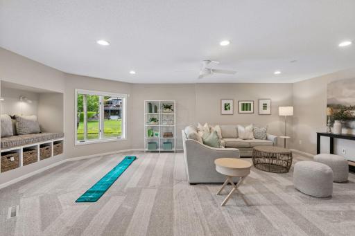 Lower level rec room, with brand new carpet and paint.