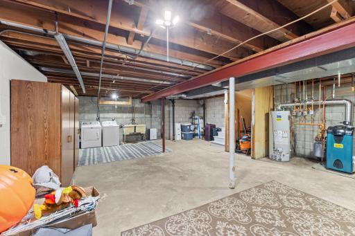 Ample storage in the lower level of the home.