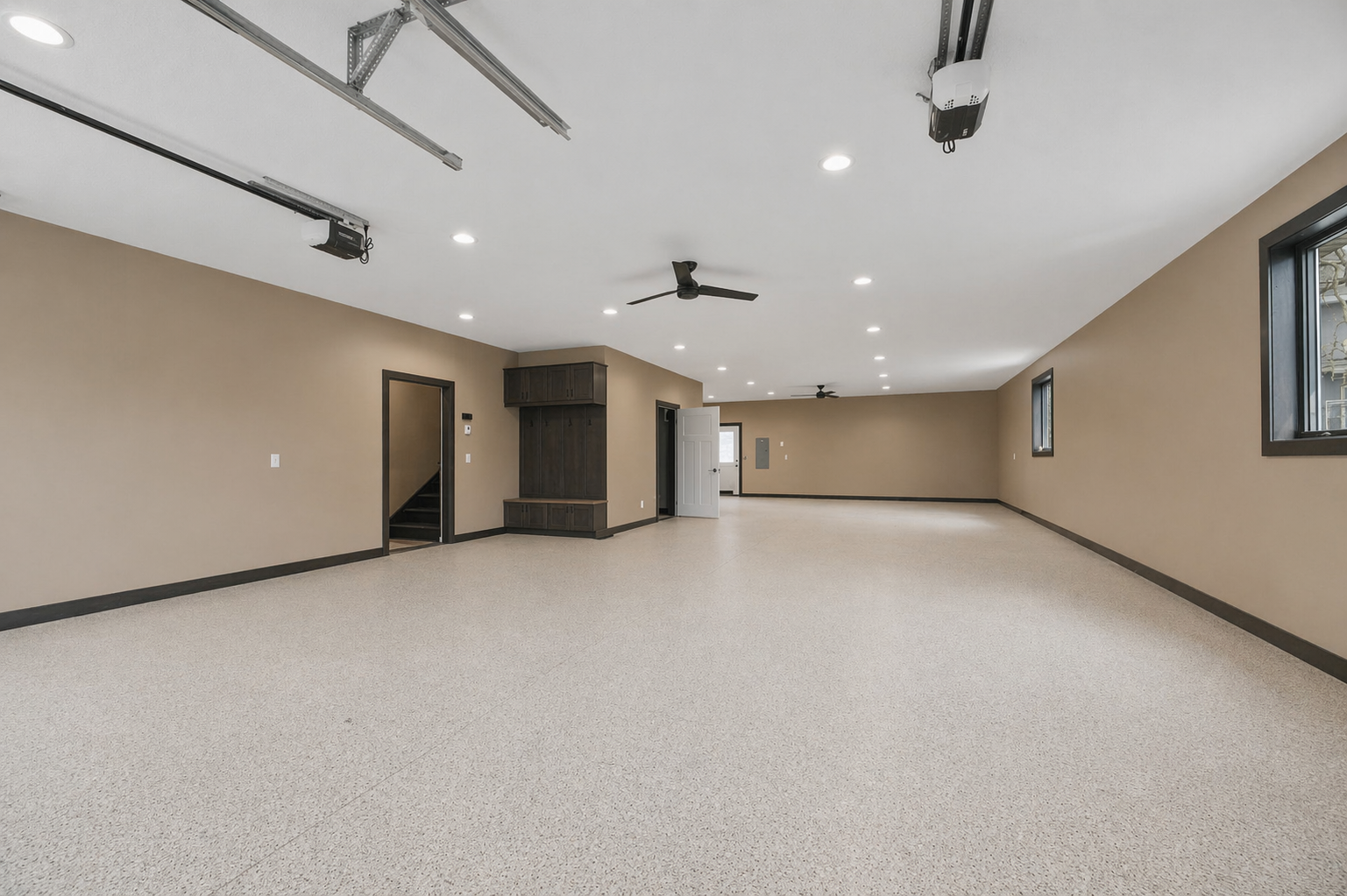 Finished 2+ Car Garage with Drop Zone & Flex space