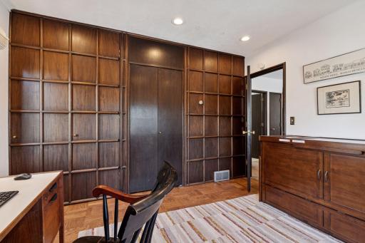 Upper level bedroom currently used as an office.