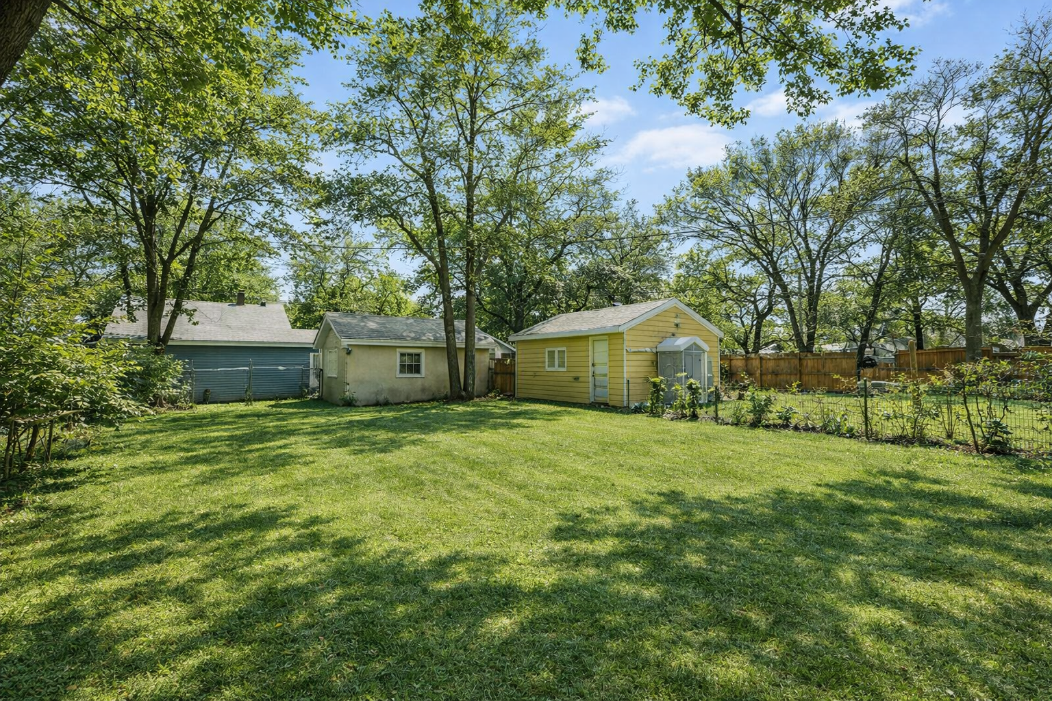 Flat backyard (virtually staged as summer)