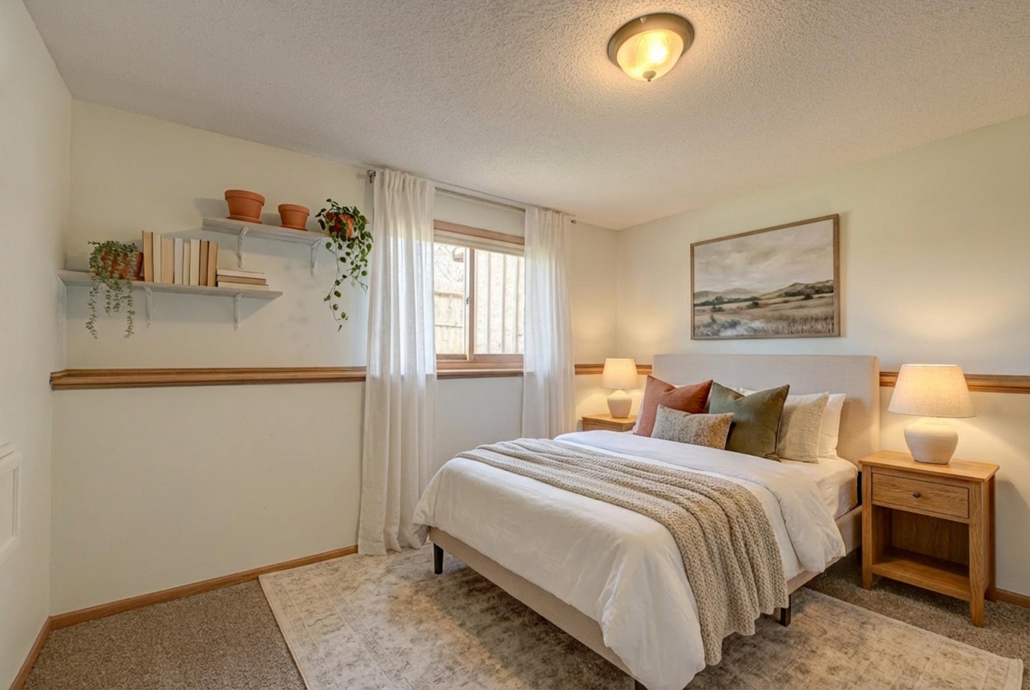 Lower level bedroom (virtually staged)