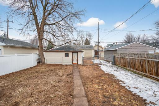 Detached 2 car garage off of the back alley.