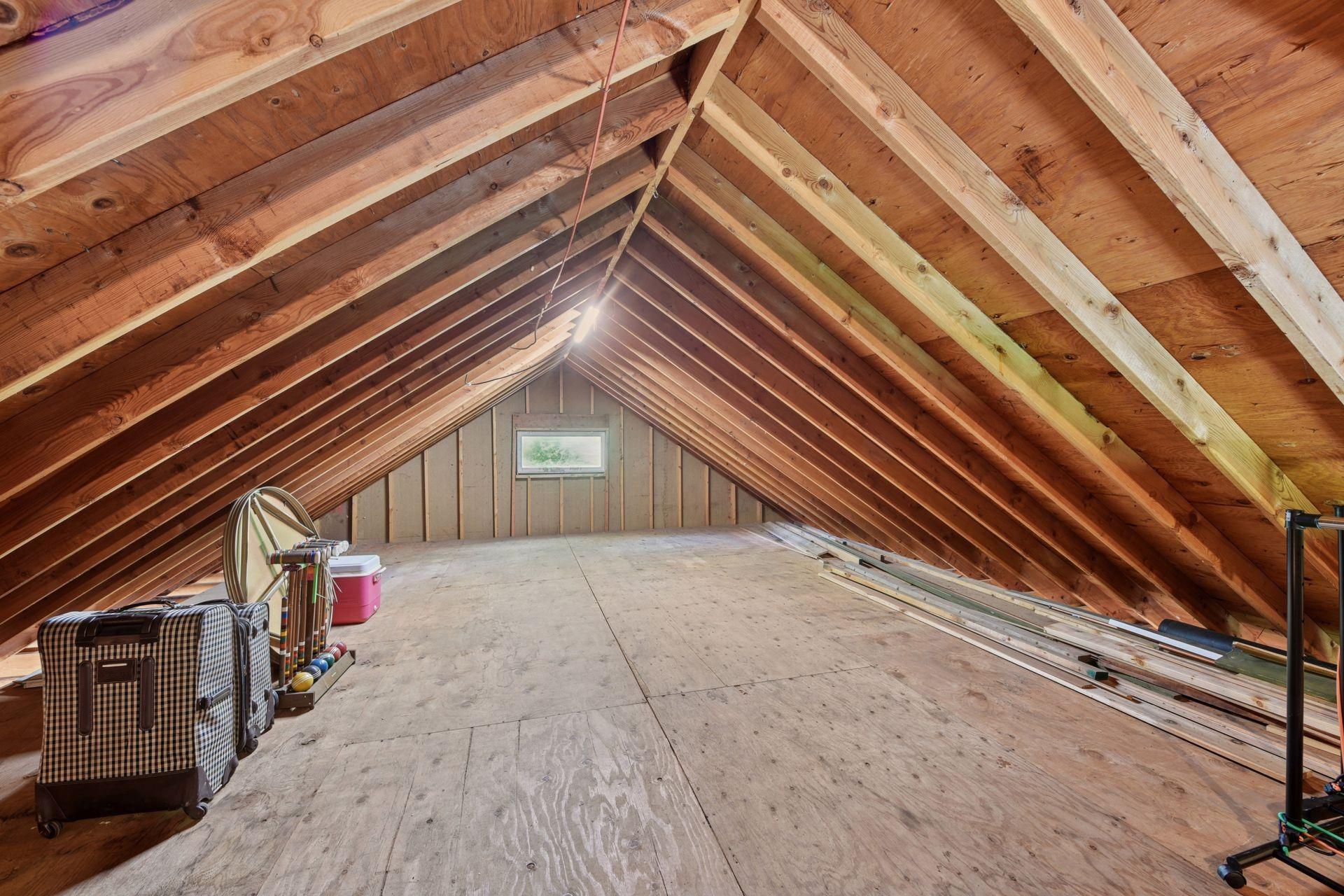 Extra storage space above the garage.