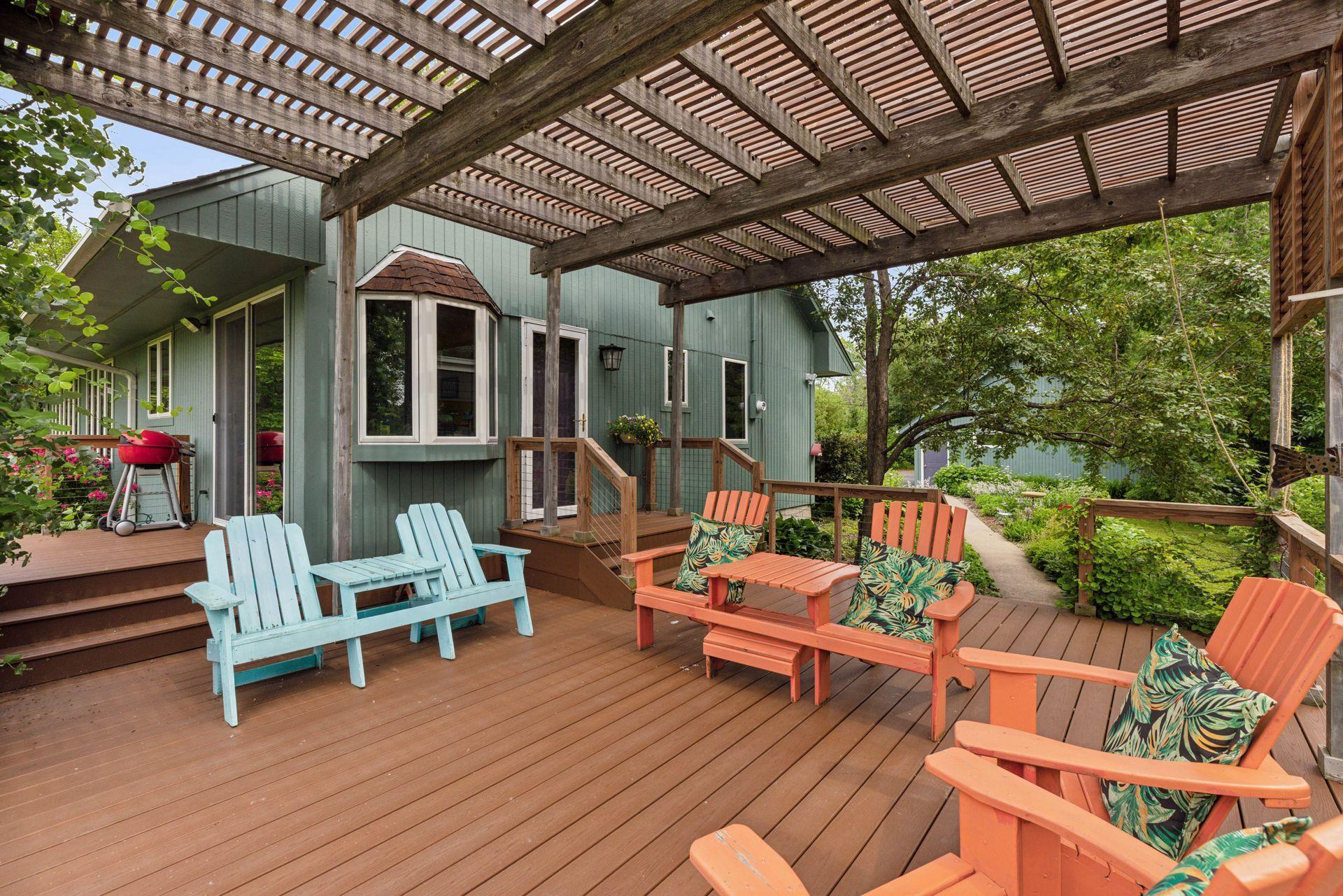 A huge deck with shading pergola, creates fantastic space for entertaining.
