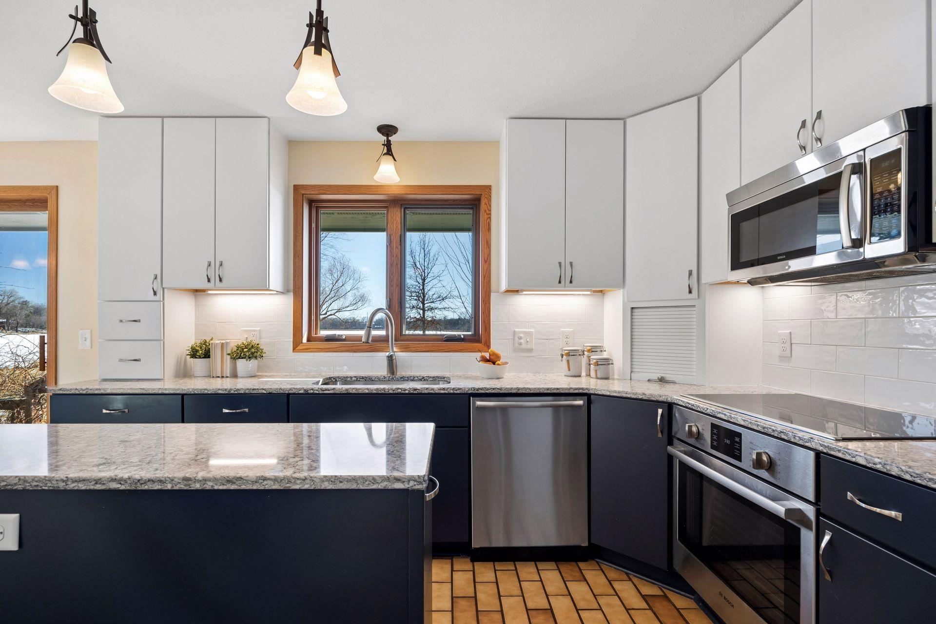 Convenient cabinet pull-outs for easy access and storage.