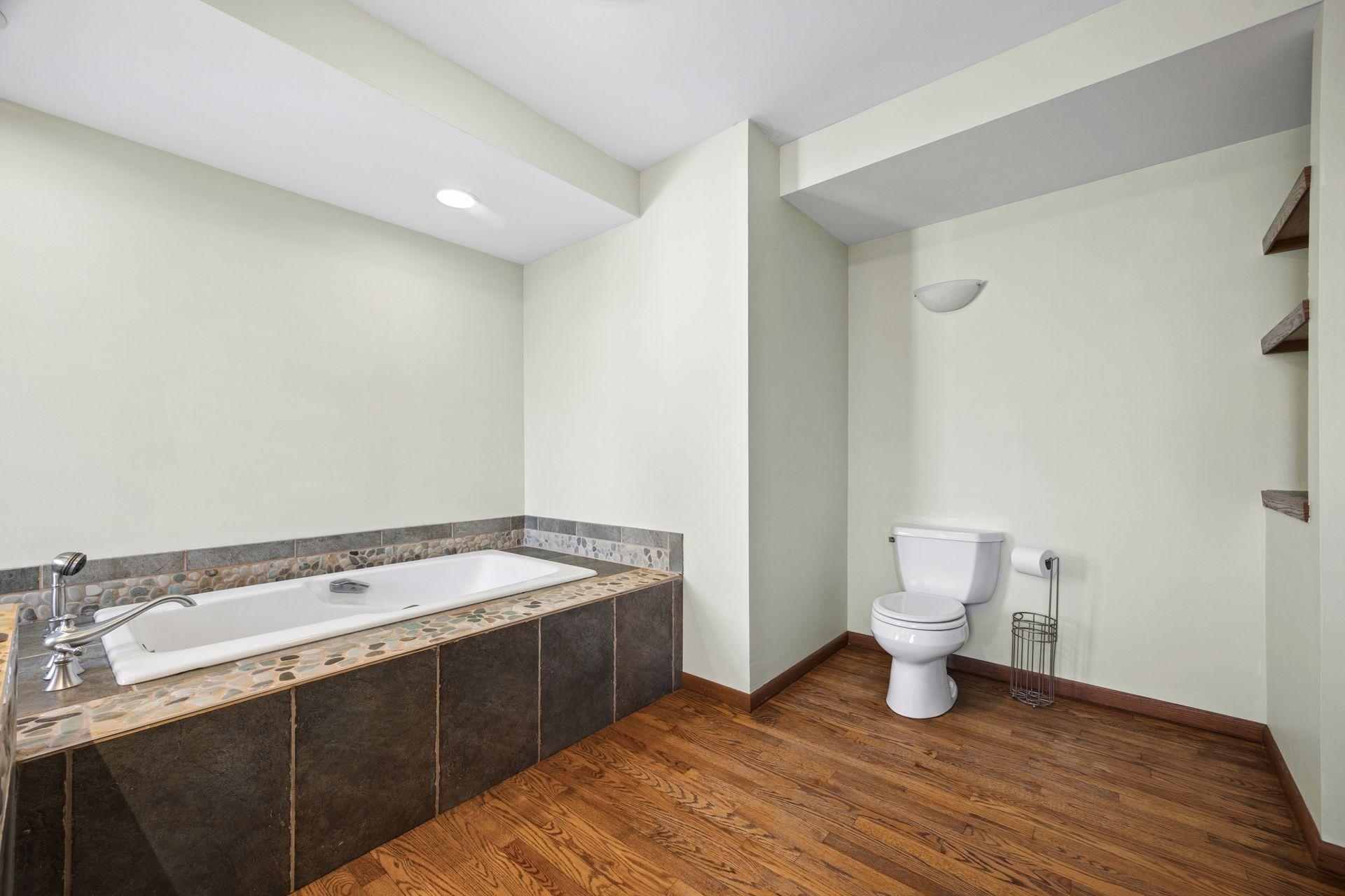 Deep soaking tub for relaxing at the end of the day.