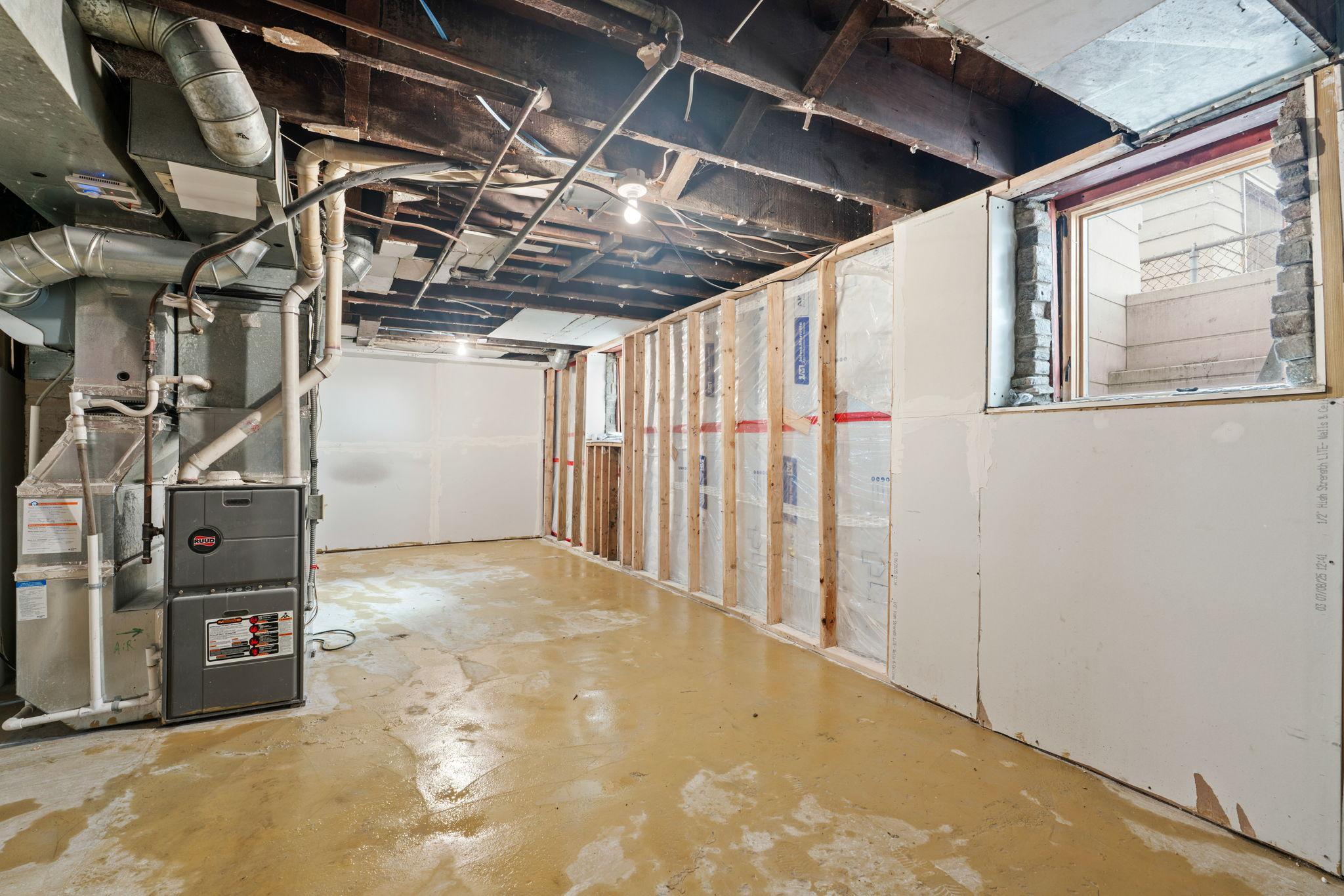 Basement could be finished for additional living space has an egress window.