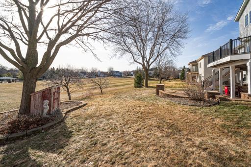 The backyard is nicely sized, and with the park beyond, it feels even larger!