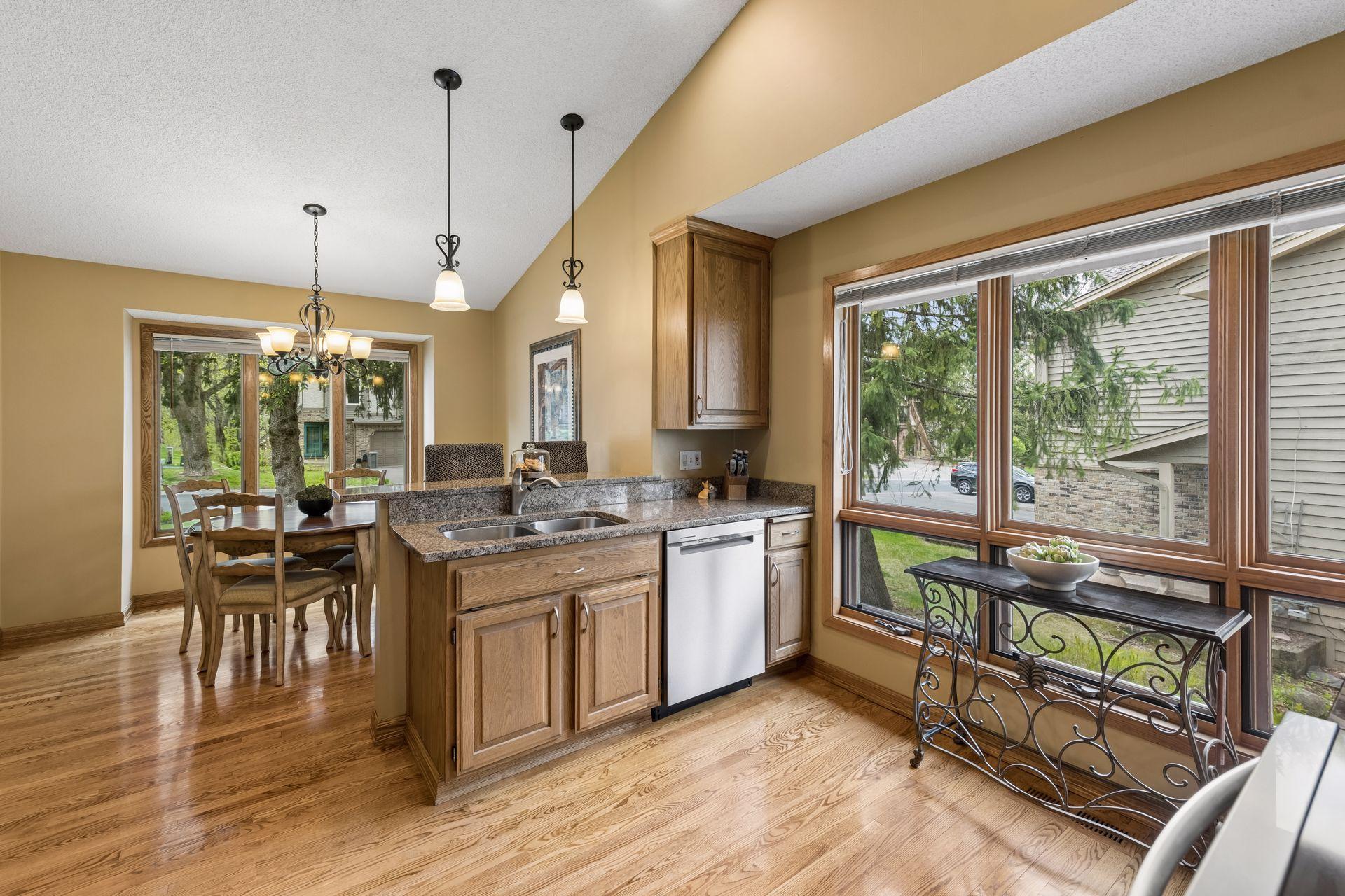 Bright and airy kitchen with scenic outdoor views