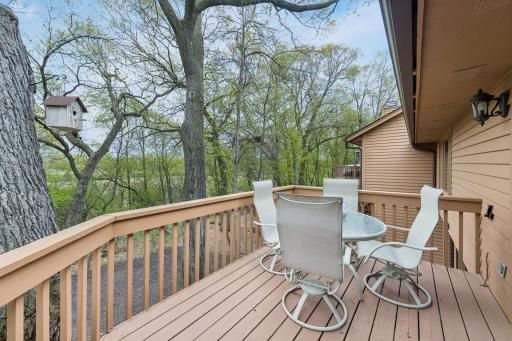 You'll feel like you're in the tree tops on the deck overlooking the backyard and mature trees. This is the perfect spot to enjoy your morning coffee or an evening BBQ.