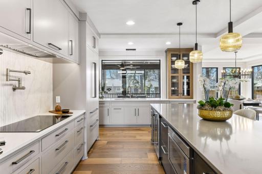 Spacious center island with lots of storage.