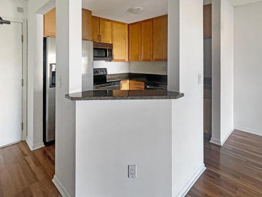 Granite counters and stainless steel appliances