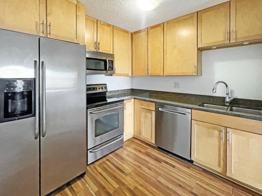 Granite counters and stainless steel appliances