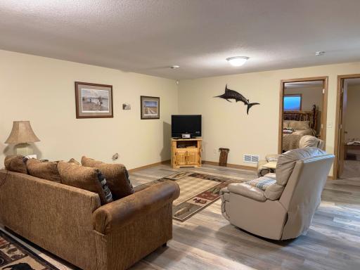 A closer look at the lower level family room.