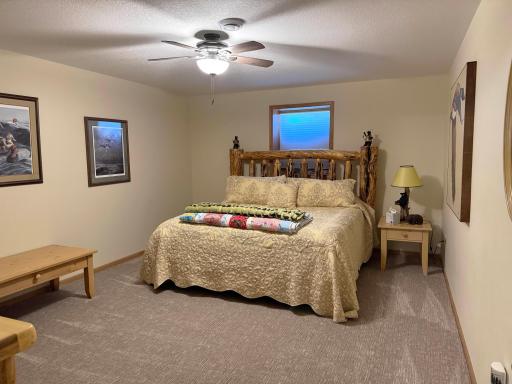 A shot of the first bedroom on the lower level.