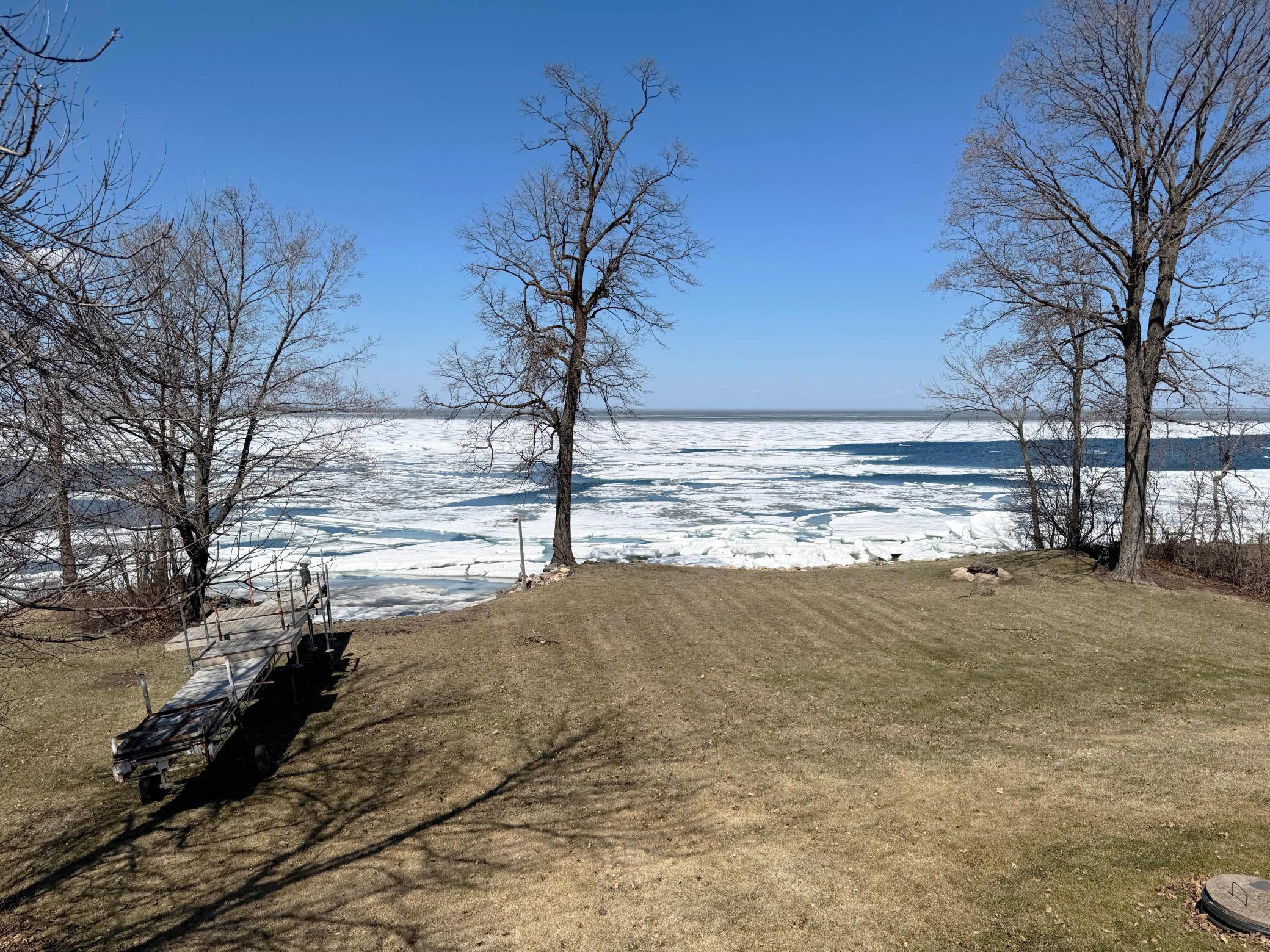 Views of the yard and the lake beyond from the deck.