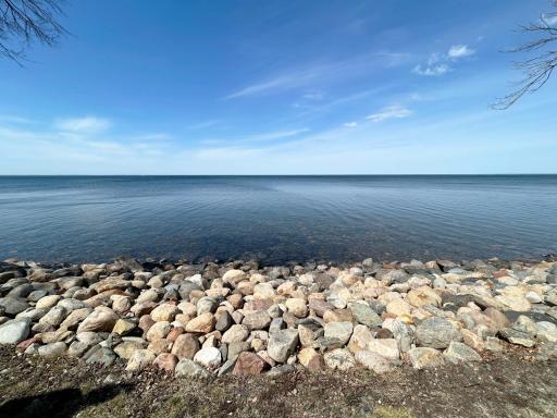 Looking straight out at the lake from the shoreline.