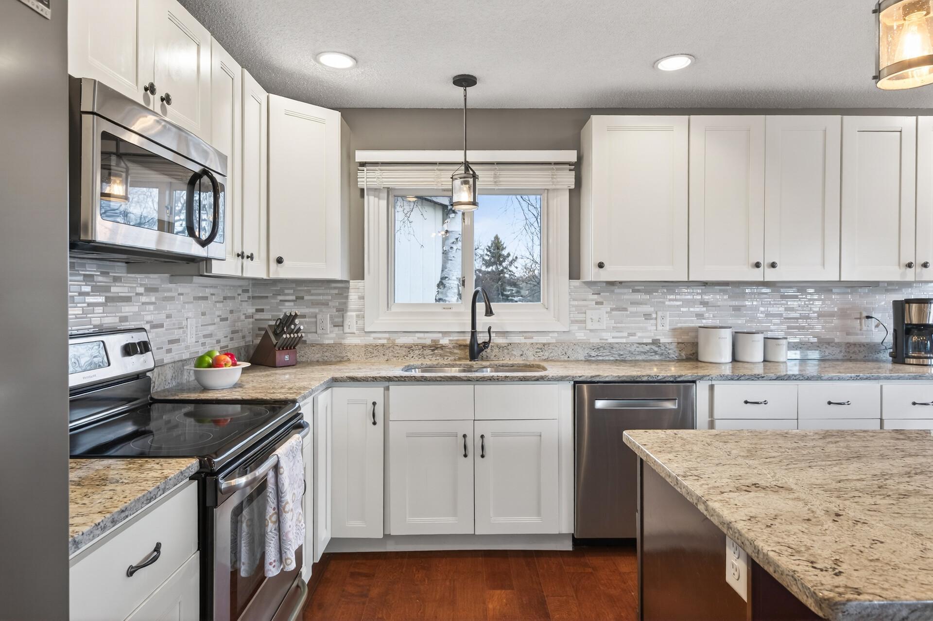 Stylish finishes paired with plenty of workspace and storage.