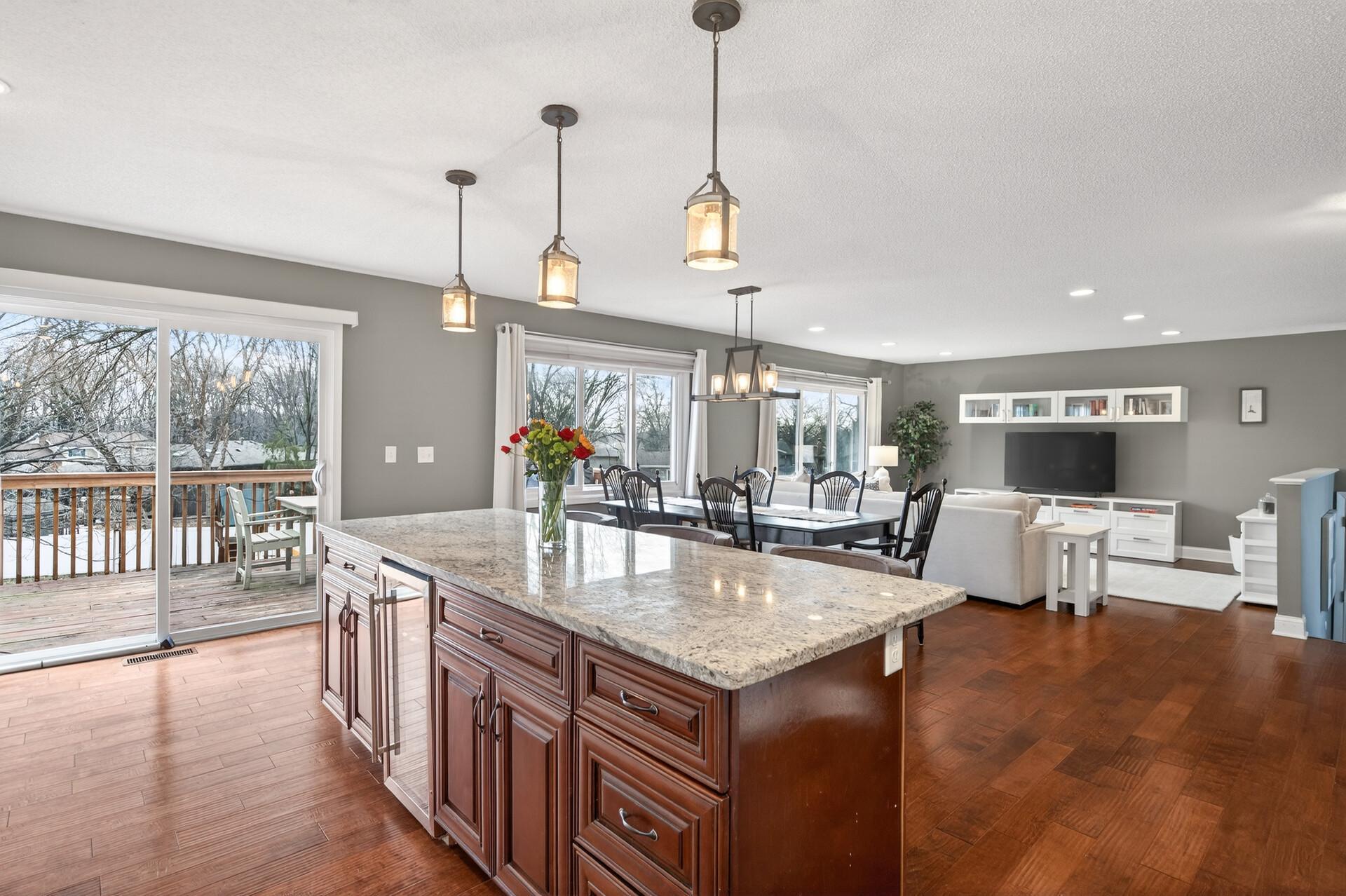 Large center island perfect for cooking, gathering, and entertaining.