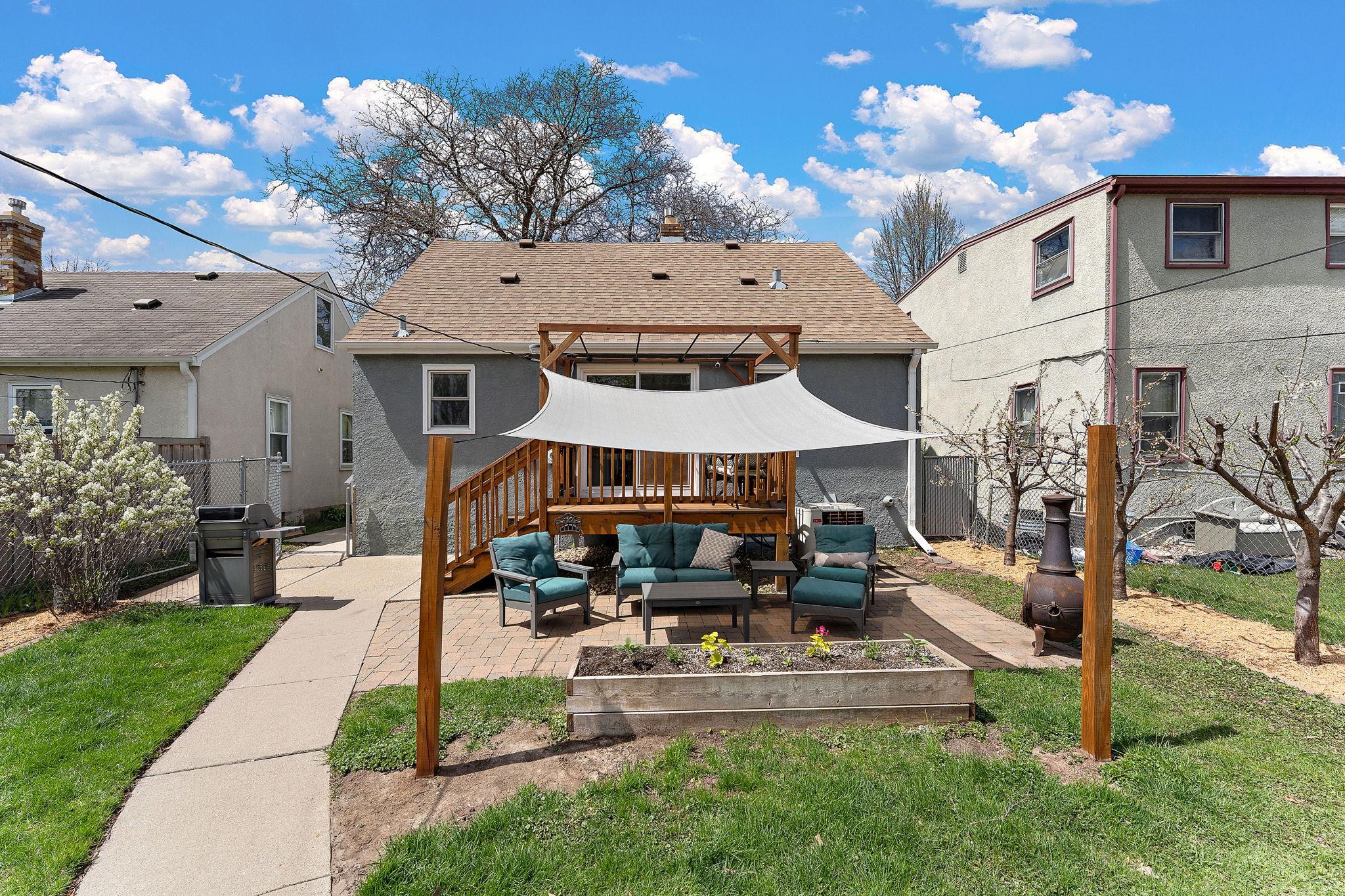 Paver patio for evenings grilling out with friends and family. Sit under the awning on a sunny day and enjoy a cool breeze.