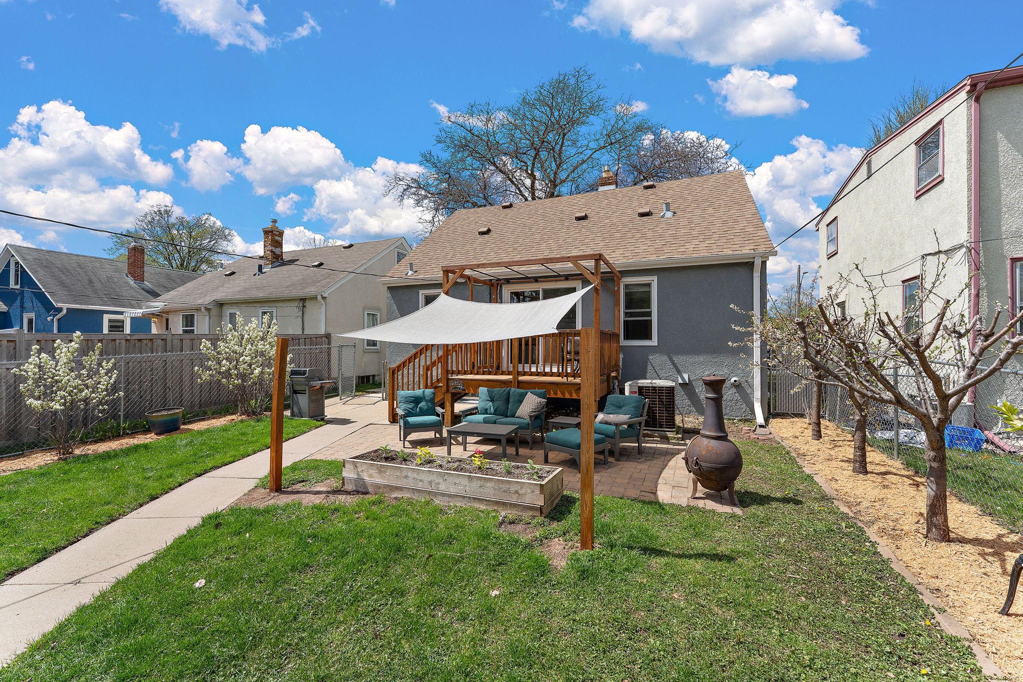 Amidst the property, you’ll discover two plum and two cherry trees (pictured on the right); and serviceberry, dwarf cherry, golden and red raspberry, and blueberry bushes! All produce lots of fruit for eating and preserving. All organically-grown.