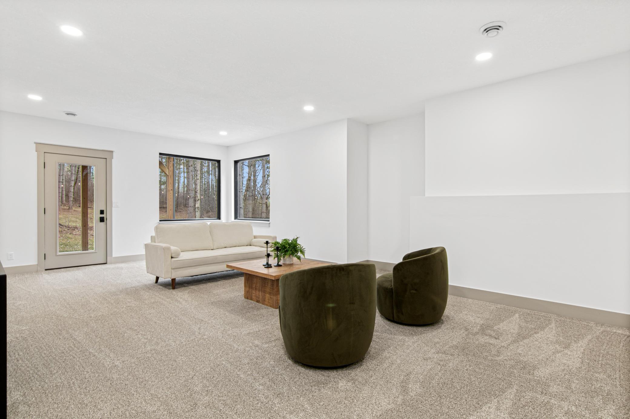 Spacious walkout lower level with abundant natural light and flexible living space