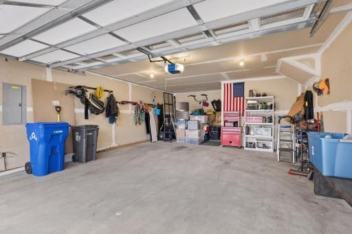 Oversized 2 car garage with extra storage space in the front. Garage door are opener are upgraded.