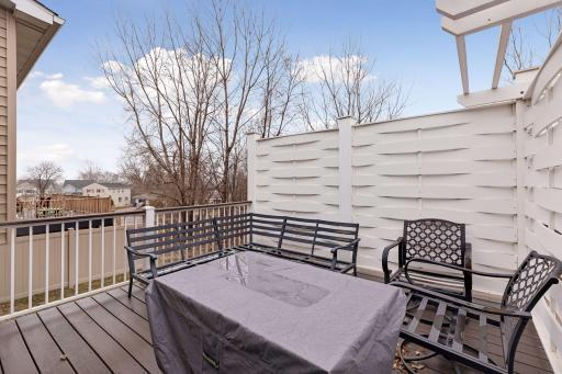 Private rear deck - in the summer the trees fill in for even more privacy!