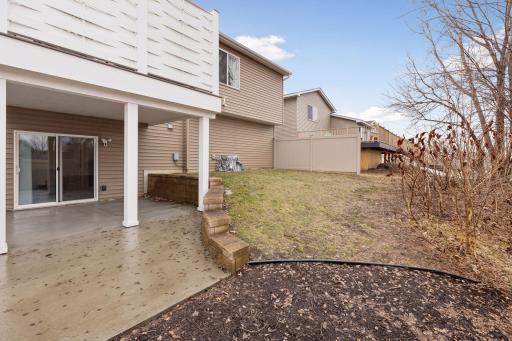 The concrete patio is electrical ready/set up for a hot tub.
