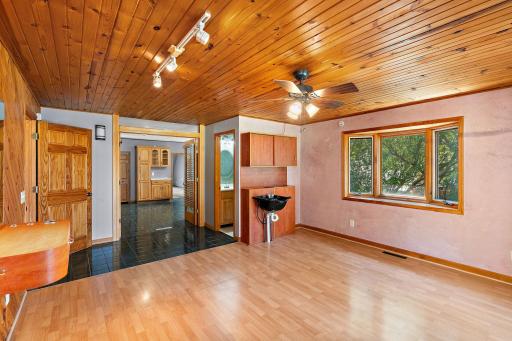 Beautifully french doors connect to kitchen