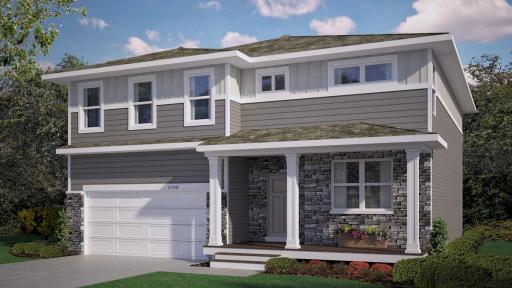 Rendering of the exterior Prairie elevation, this home WILL have a 3-car garage.
