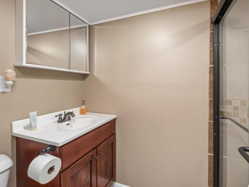 Lower level 3/4 bath convenient to 4th bedroom