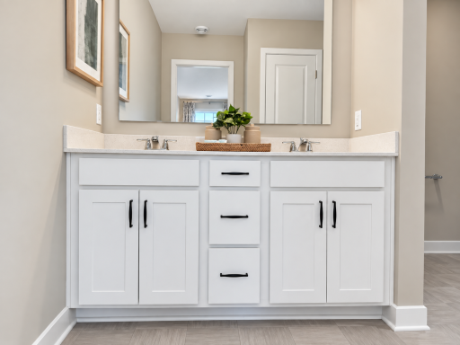 Dual vanities provide plenty of space to get ready and stay organized.
