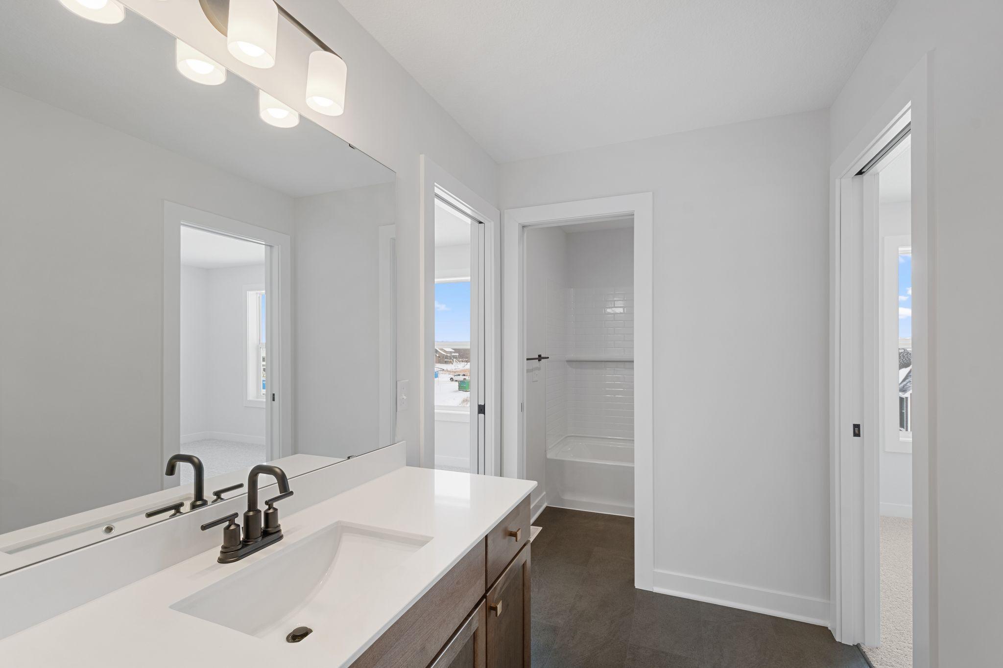 Jack and Jill bathroom connected to bedroom 3 and 4